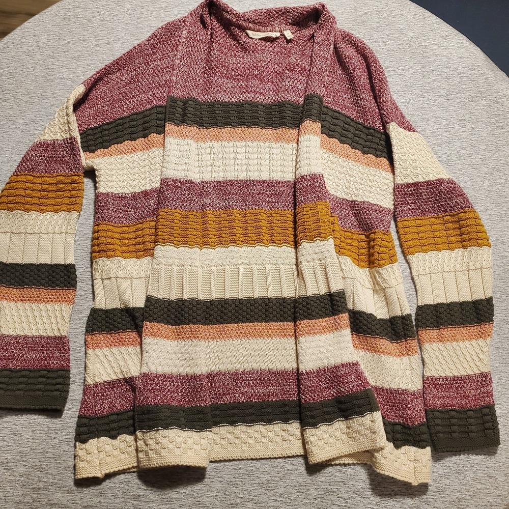 Soft Surroundings Striped Textured Open Front Nima Cardigan Sweater M EXCELLENT